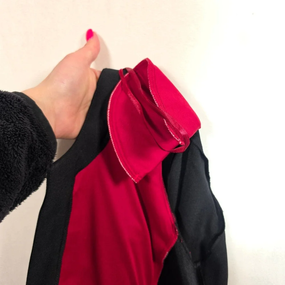 Studio One Bolero Shrug Womens 14 Black‎ Red Colorblock Minimalist Cardigan